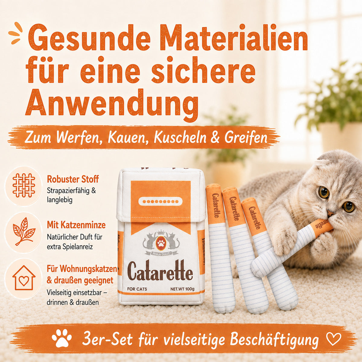 Catarette cat toy cigarette, catnip toy for indoor