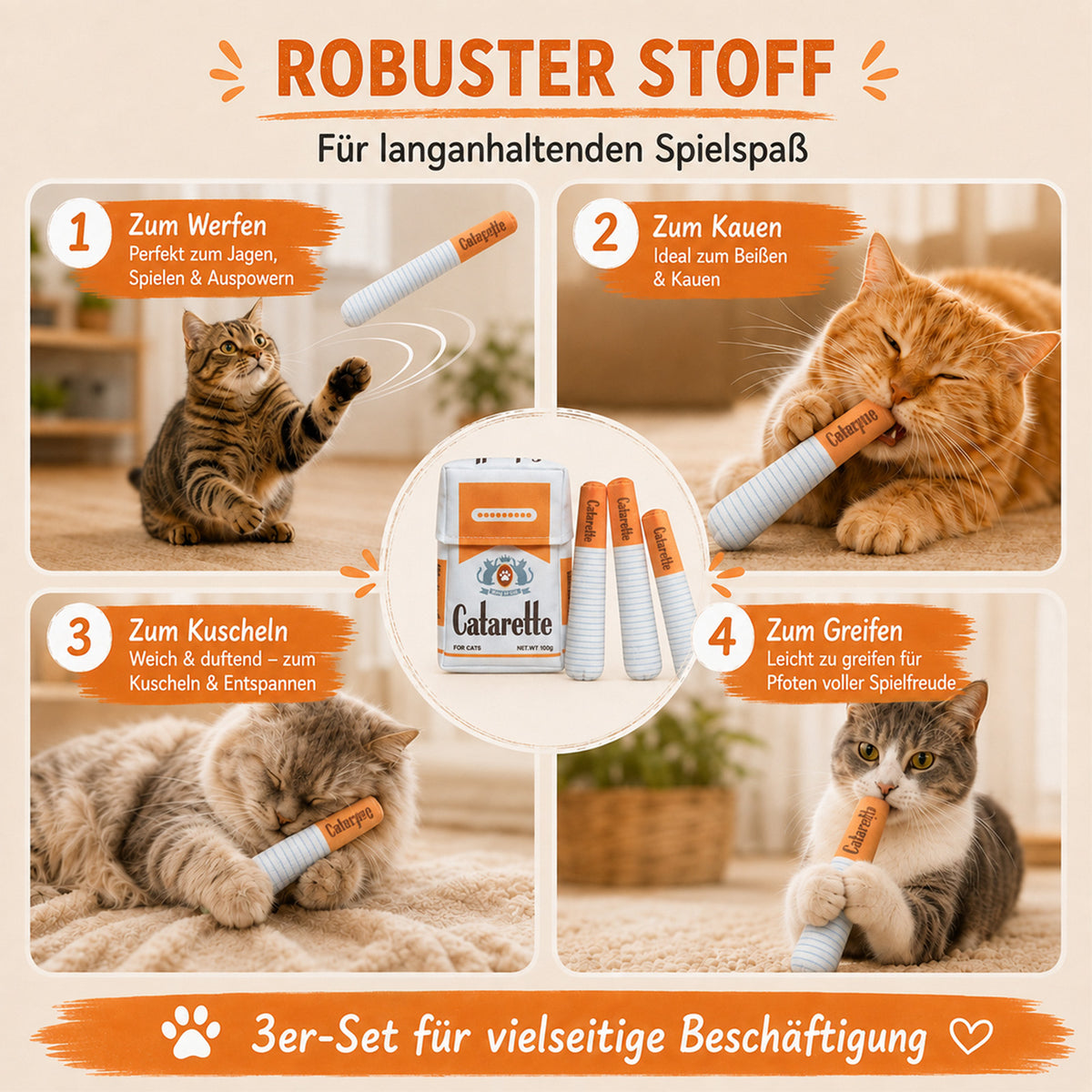 Catarette cat toy cigarette, catnip toy for indoor