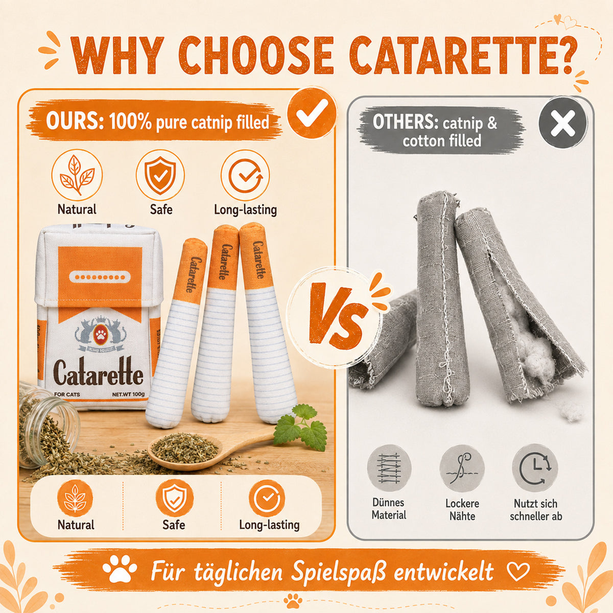 Catarette cat toy cigarette, catnip toy for indoor