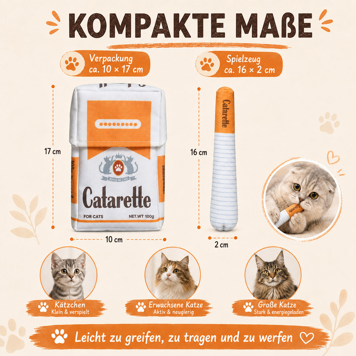 Catarette cat toy cigarette, catnip toy for indoor