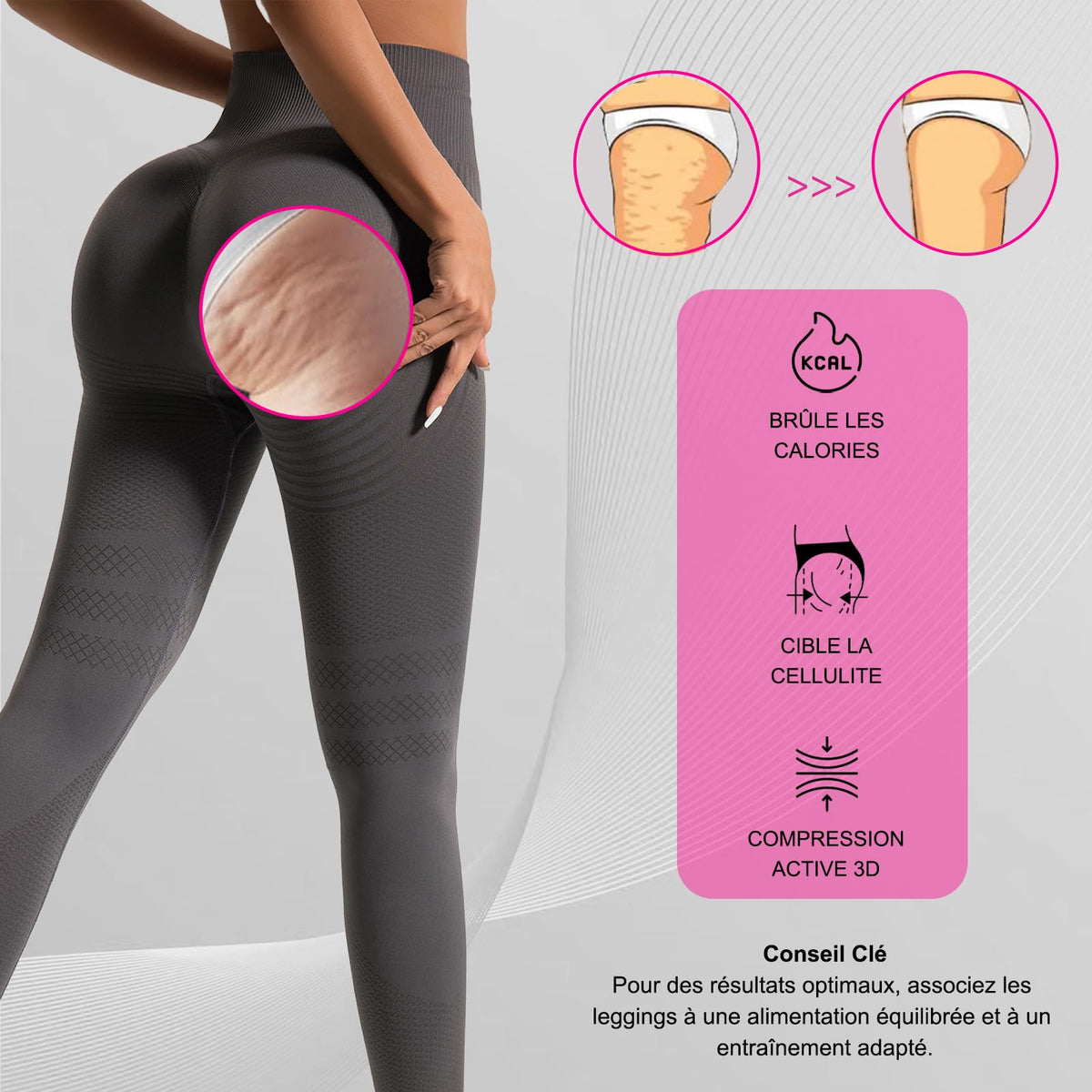 Leggings Anti Cellulite 3D Femme Original, Legging Anti-Cellulite à Compression 3 D, Minceur Taille Haute sans Couture, Pantalon de Sport Yoga Fitness Push-Up Sculptant